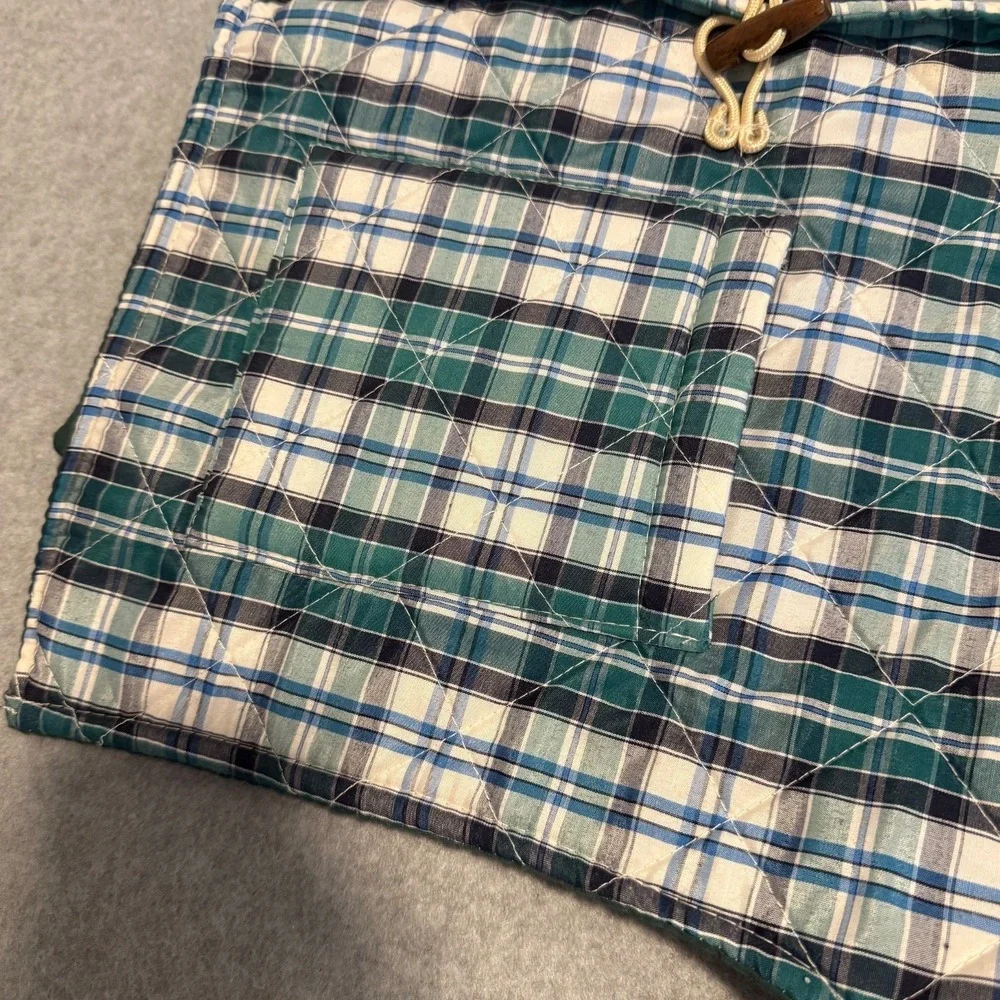 Telluride Clothing Co Green Plaid Quilted Dog Jacket Vest Coat Hooded Toggles L